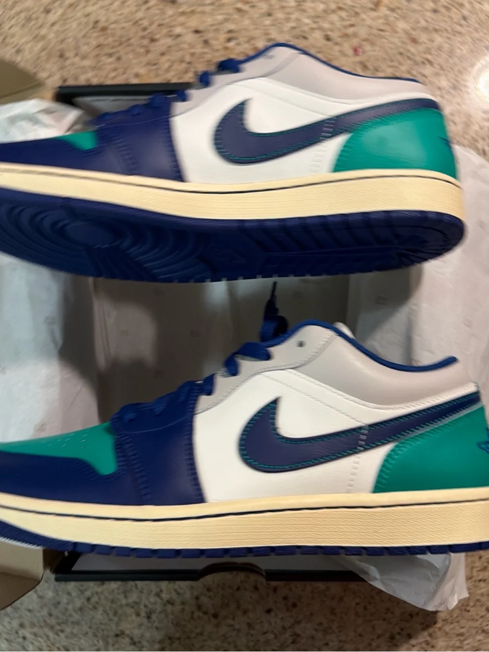 Jordan Low Top Sneakers in Navy, Teal & White